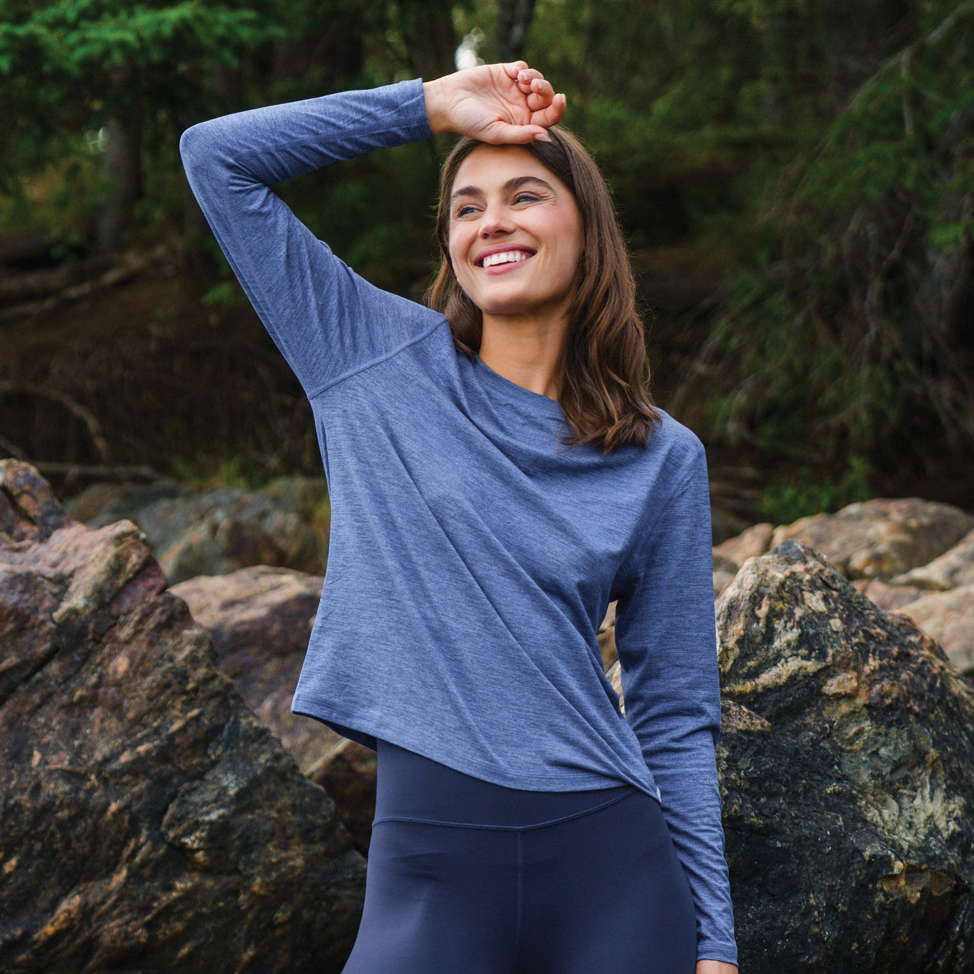 Drift Performance Long Sleeve Tee | Heather - Flag Blue/Dusk Blue