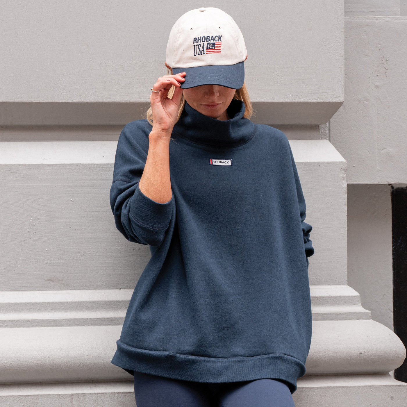 Bedford Oversized Mockneck | Solid - Fleet Navy