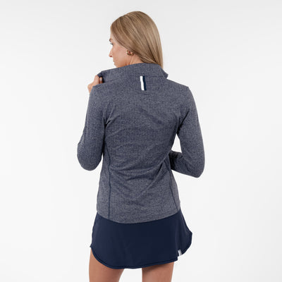 Herringbone Jacquard Performance Q-Zip | The Herringbone - Fleet Navy/White