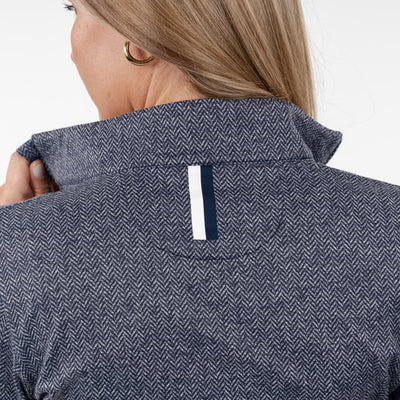 Herringbone Jacquard Performance Q-Zip | The Herringbone - Fleet Navy/White