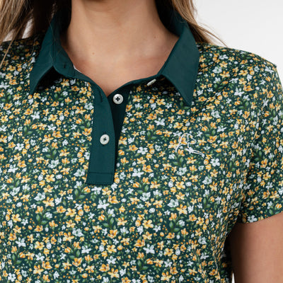 Yellow Jasmine Performance Polo | The Yellow Jasmine - Ponderosa Green/Maize Yellow