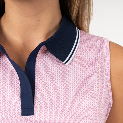 Brooke Sleeveless Performance Polo | The Zig - Dusk Pink/Lotus Pink