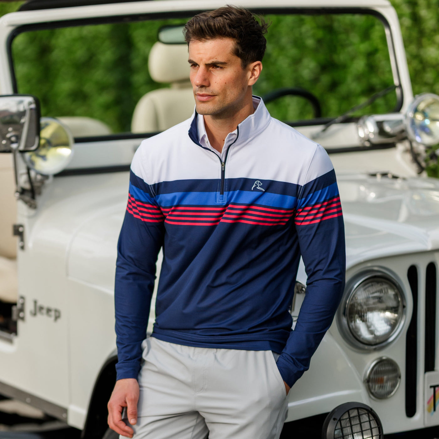 Grady Block Performance Q-Zip | The Grady Block - Fleet Navy/White/Classic Red - USA