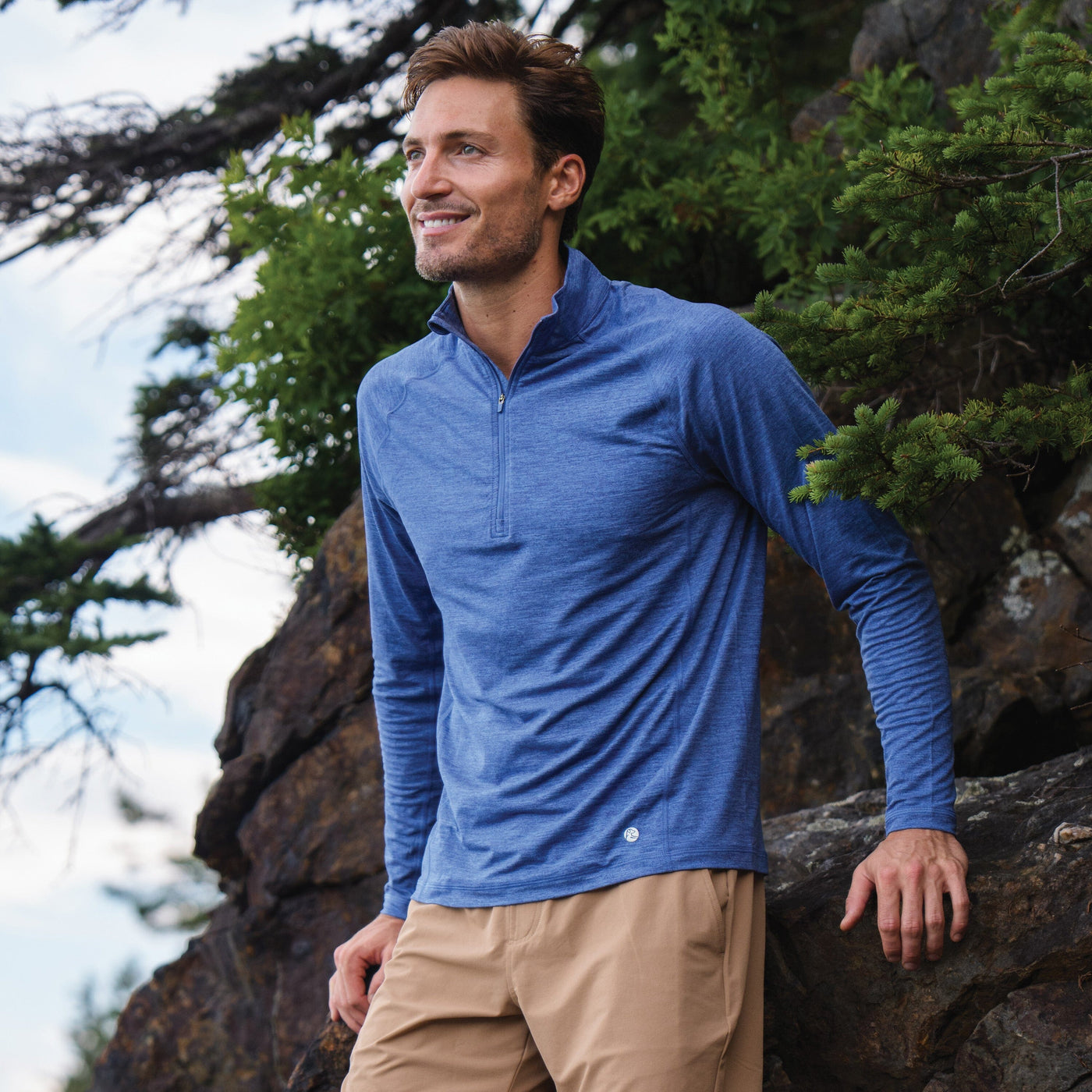 Tailwind Performance Q-Zip | Heather - Flag Blue/Dusk Blue