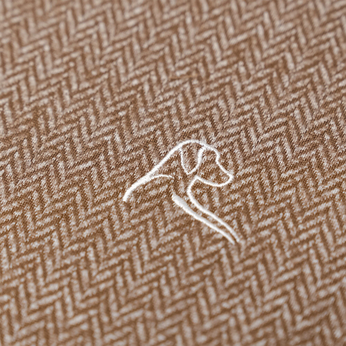 Herringbone Jacquard Performance Q-Zip | The Herringbone - Saddle Brown/White