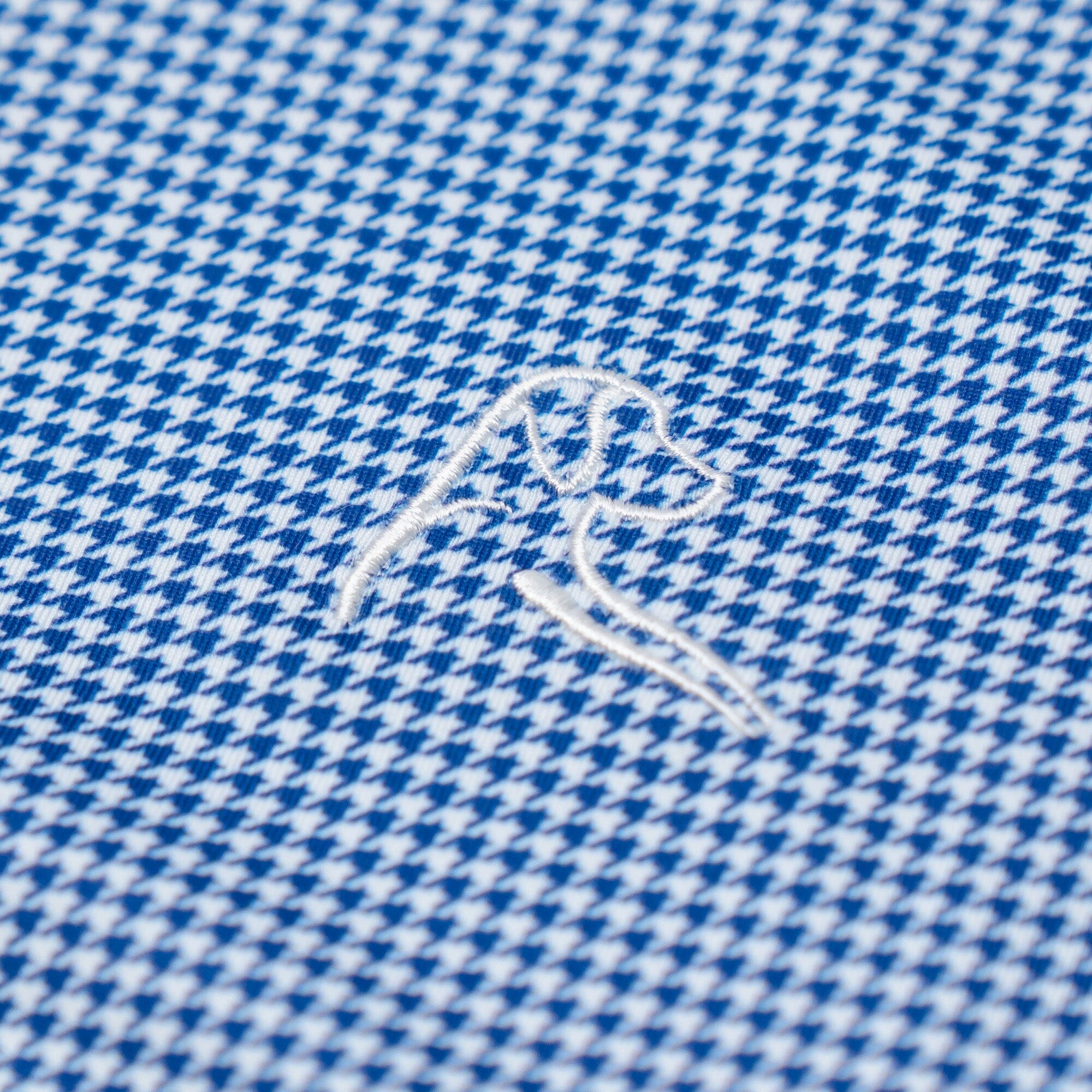 Rhoback Polo - The Dogstooth Houndstooth | Performance Polo | The Dogstooth Houndstooth - Ocean Blue/White