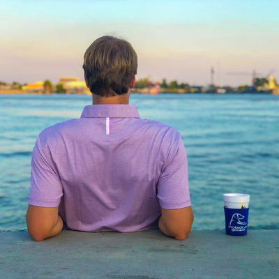 The Whaler Heather Stripe | Performance Polo | The Whaler Heather Stripe - Big Easy Lavender/White