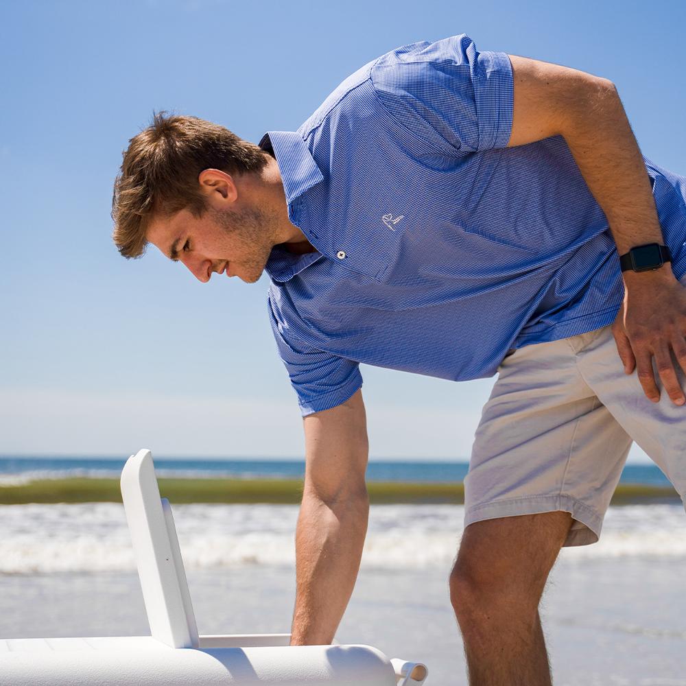 Rhoback Polo - The Dogstooth Houndstooth | Performance Polo | The Dogstooth Houndstooth - Ocean Blue/White